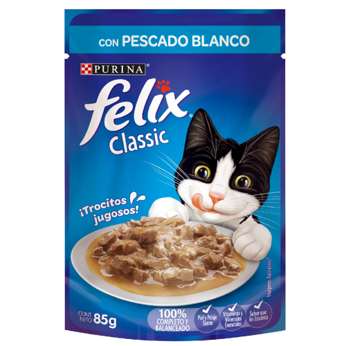 Alimento húmedo Felix sabor pescado blanco 85 gr