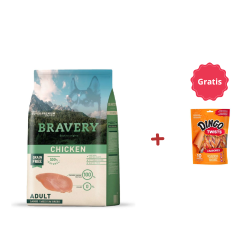 Bravery Adulto Raza Mediana y Grande Pollo 12 Kg