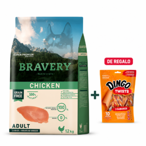 Bravery Adulto Raza Mediana y Grande Pollo 12 Kg